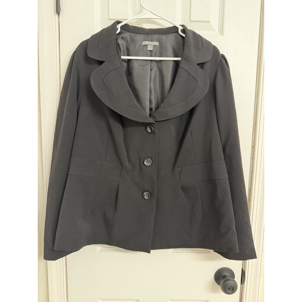 Apt 9 Blazer Womens 18W Black Blaze Jacket Three-Button Stretch